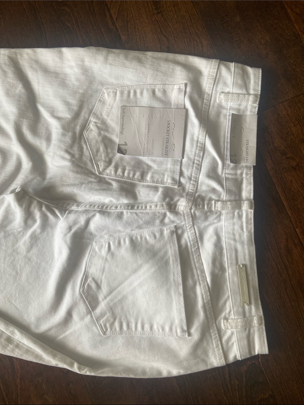 SOFT SURROUNDING Ultimate Denim Jeans Straight Leg Crop Sz 12 Cutwork Embroidery - Picture 4 of 8